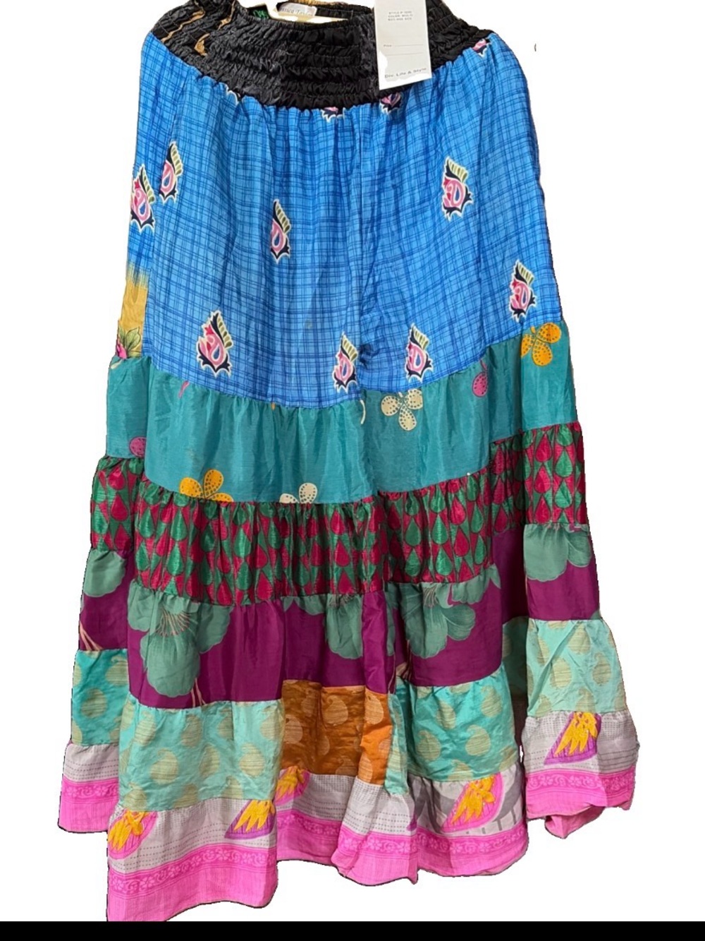 NWT Boho festival Sari multi tier patchwork pants pull on one size ethnic